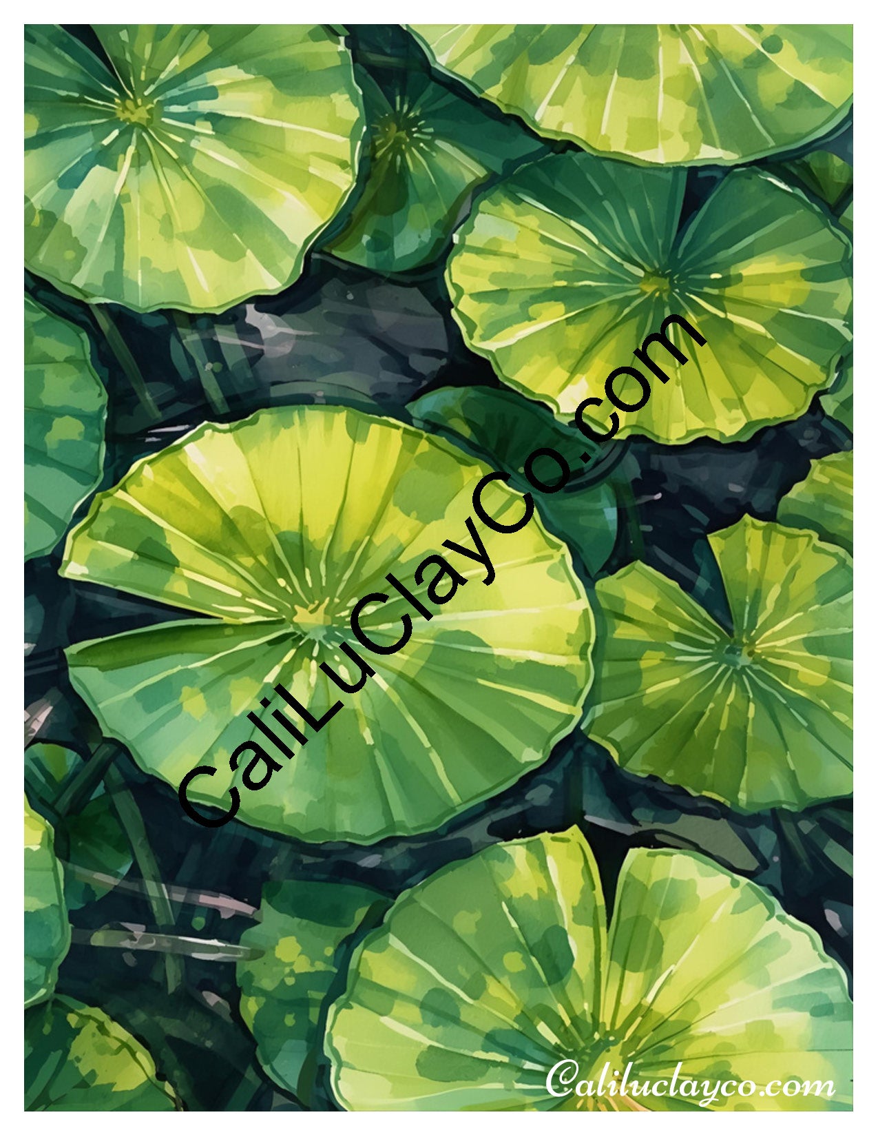 Lily Pads #1 Left & Right Polymer Clay Water-Soluble Transfer Sheet / Tattoo Paper
