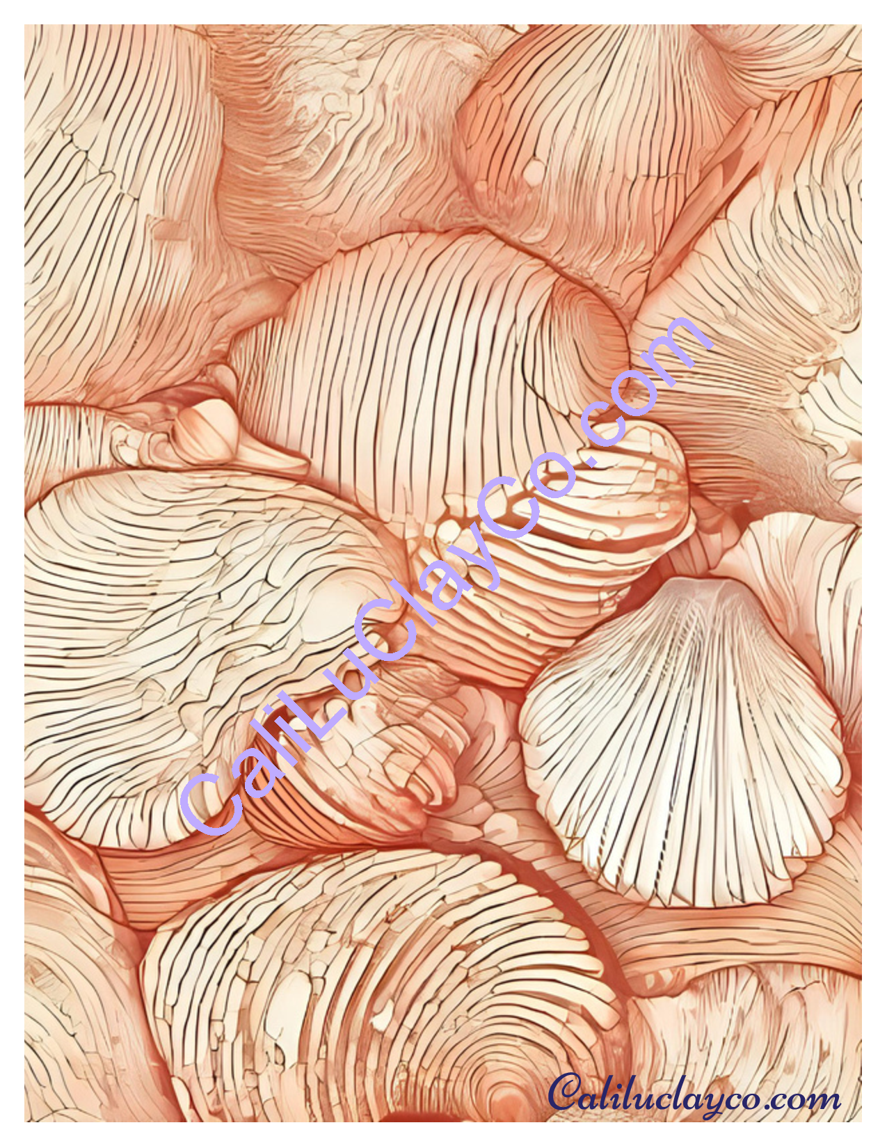 Alabaster Shell Pattern Polymer Clay Water-Soluble Transfer Sheet / Tattoo Paper