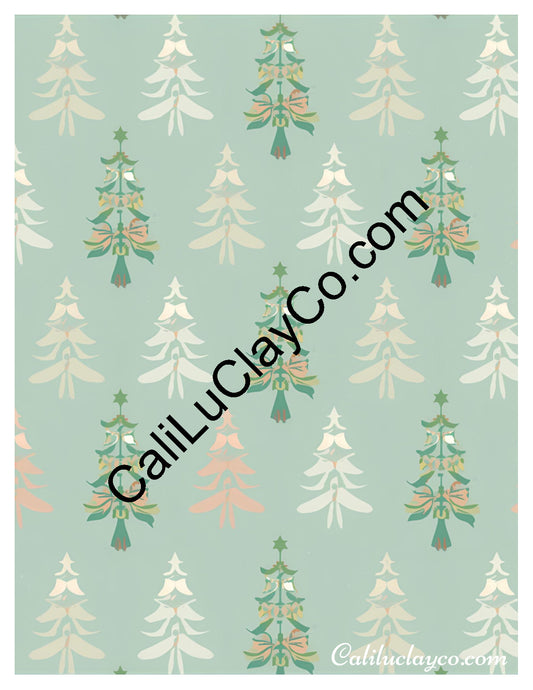 Christmas Trees #4 Left & Right Polymer Clay Water-Soluble Transfer Sheet / Tattoo Paper