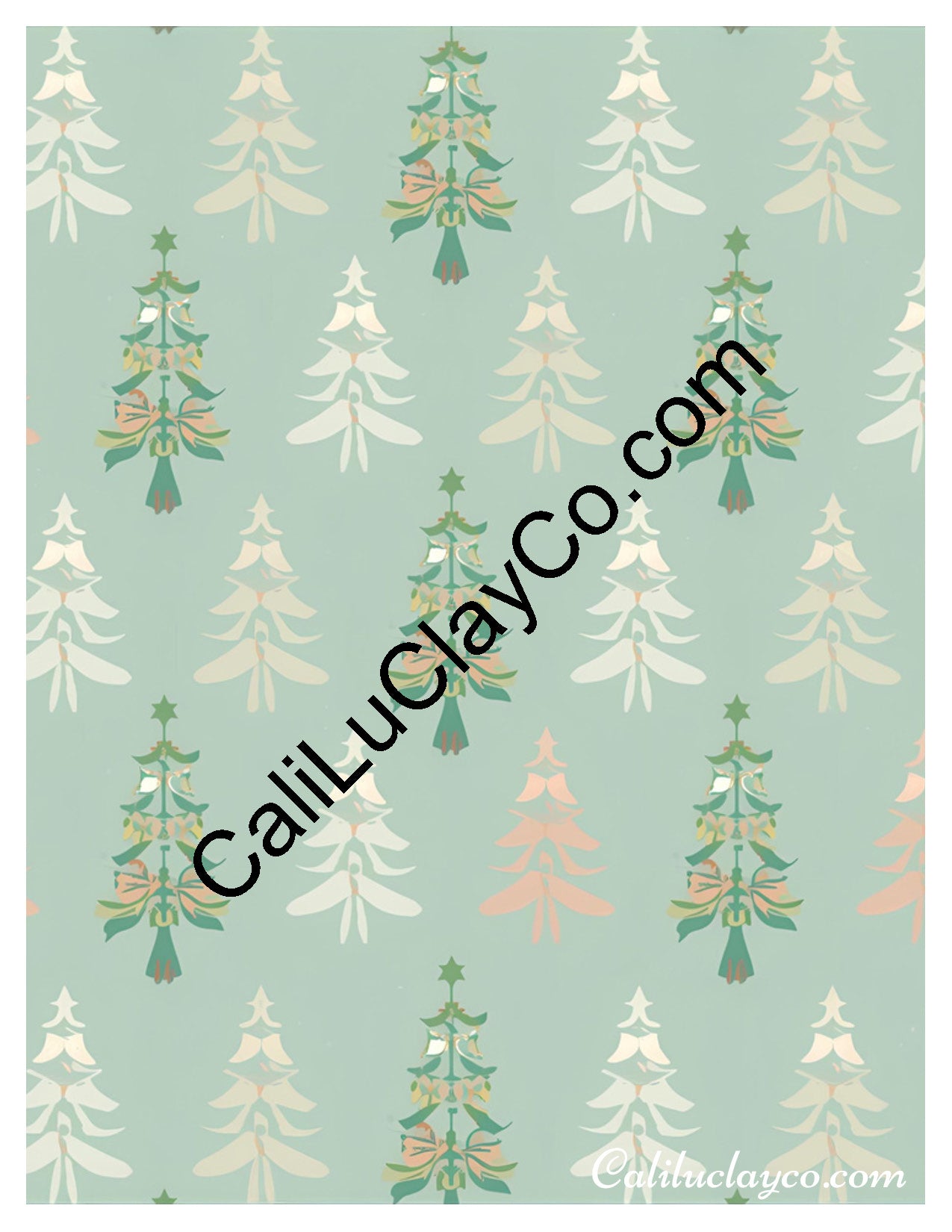 Christmas Trees #4 Left & Right Polymer Clay Water-Soluble Transfer Sheet / Tattoo Paper
