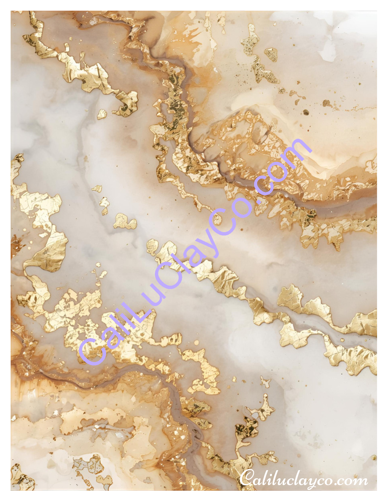 Gold Agate Marbling Left & Right & Mirrored 4X Polymer Clay Water-Soluble Transfer Sheet / Tattoo Paper