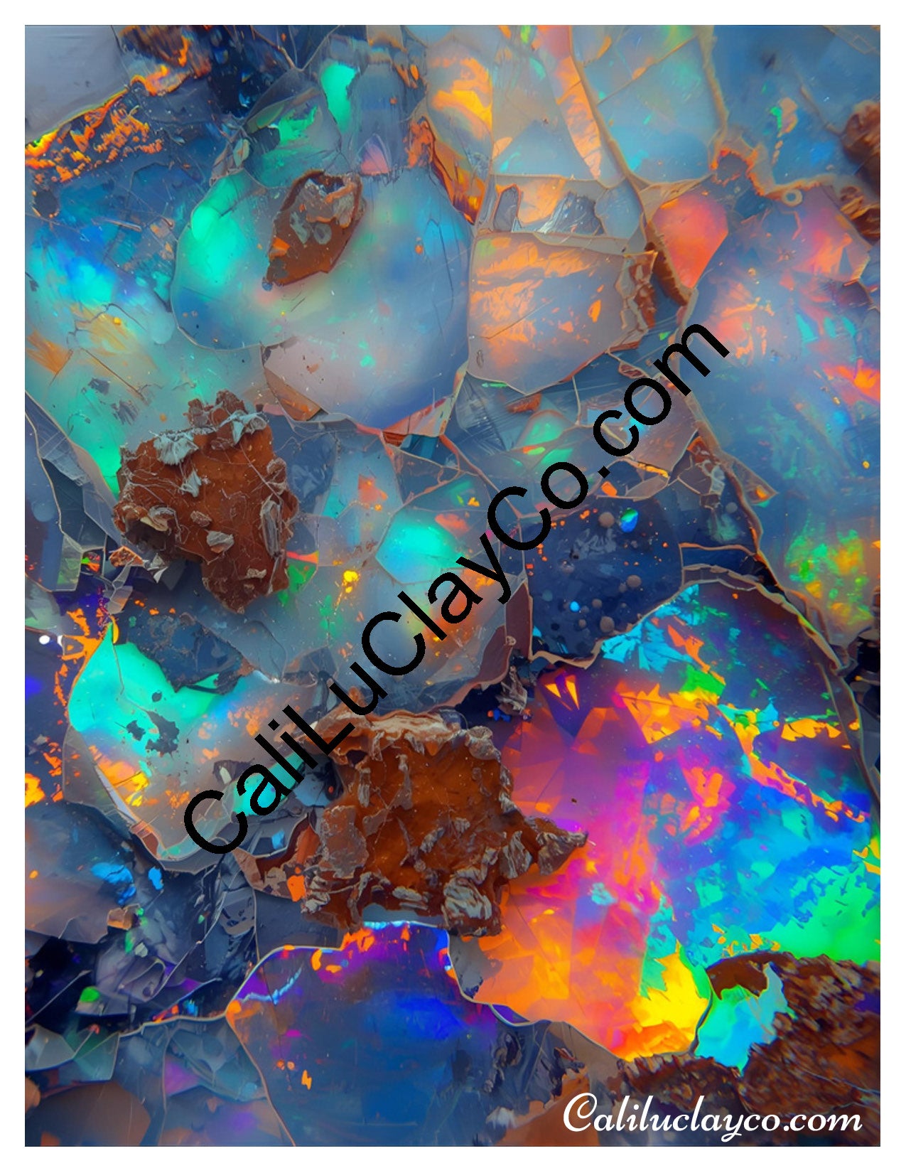 Magnified Opal Left & Right Polymer Clay Water-Soluble Transfer Sheet / Tattoo Paper