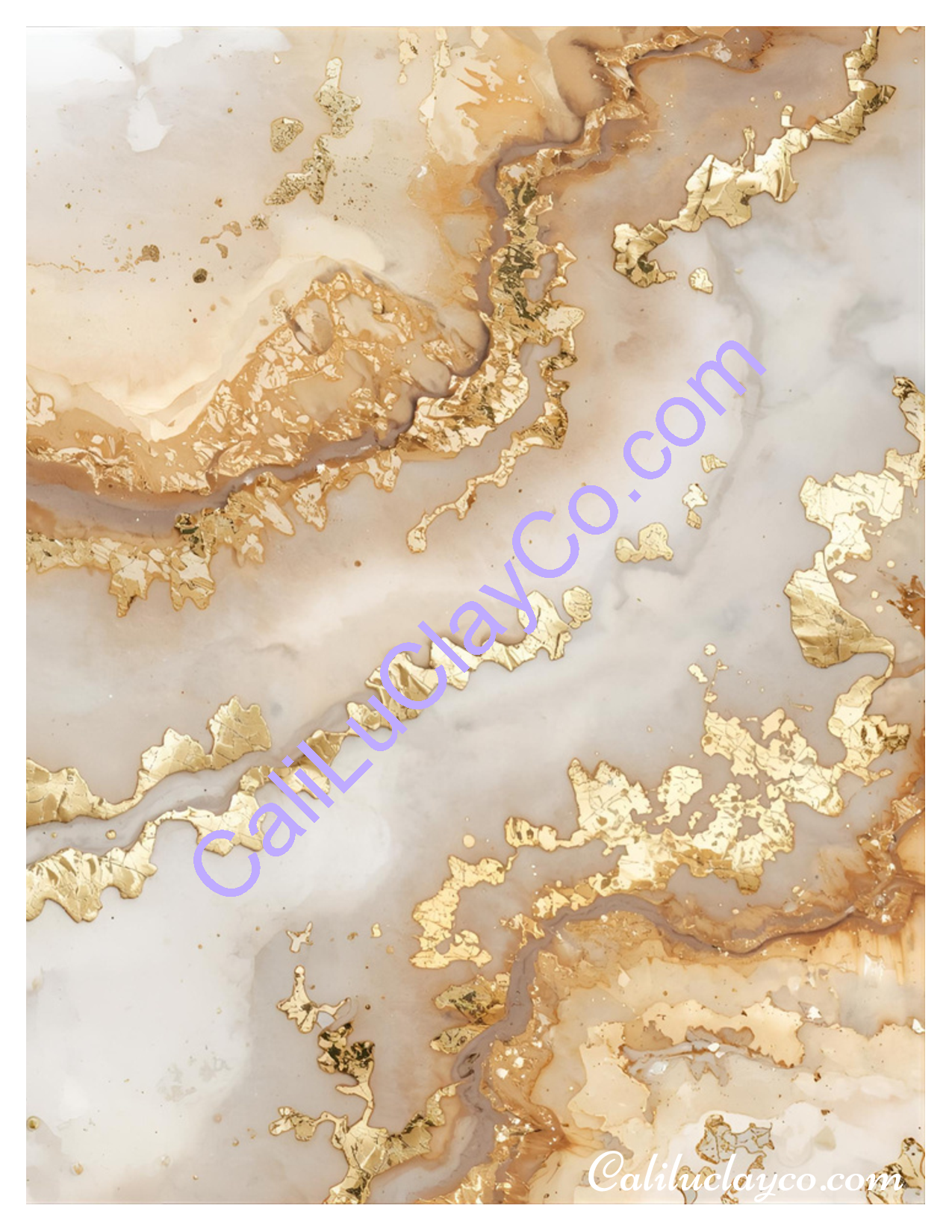 Gold Agate Marbling Left & Right & Mirrored 4X Polymer Clay Water-Soluble Transfer Sheet / Tattoo Paper