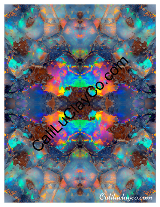 Magnified Opal Mirrored x4 Polymer Clay Water-Soluble Transfer Sheet / Tattoo Paper