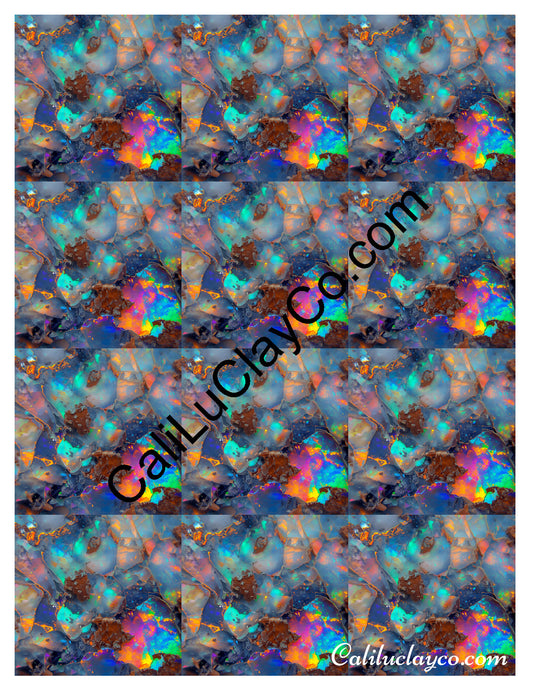 Magnified Opal MULTI Left & Right Polymer Clay Water-Soluble Transfer Sheet / Tattoo Paper