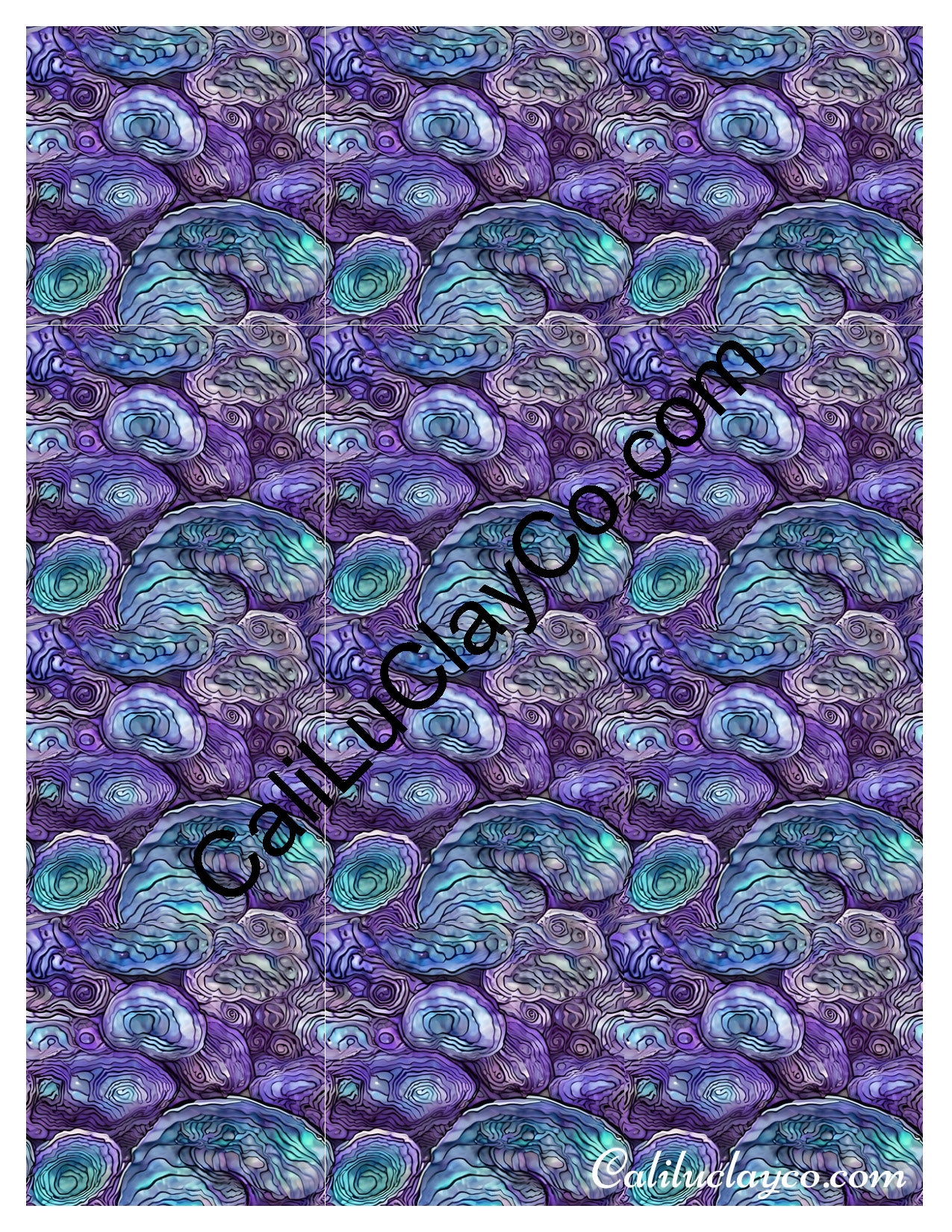 Purple & Teal Stones #45 MULTI Left & Right Polymer Clay Water-Soluble Transfer Sheet / Tattoo Paper