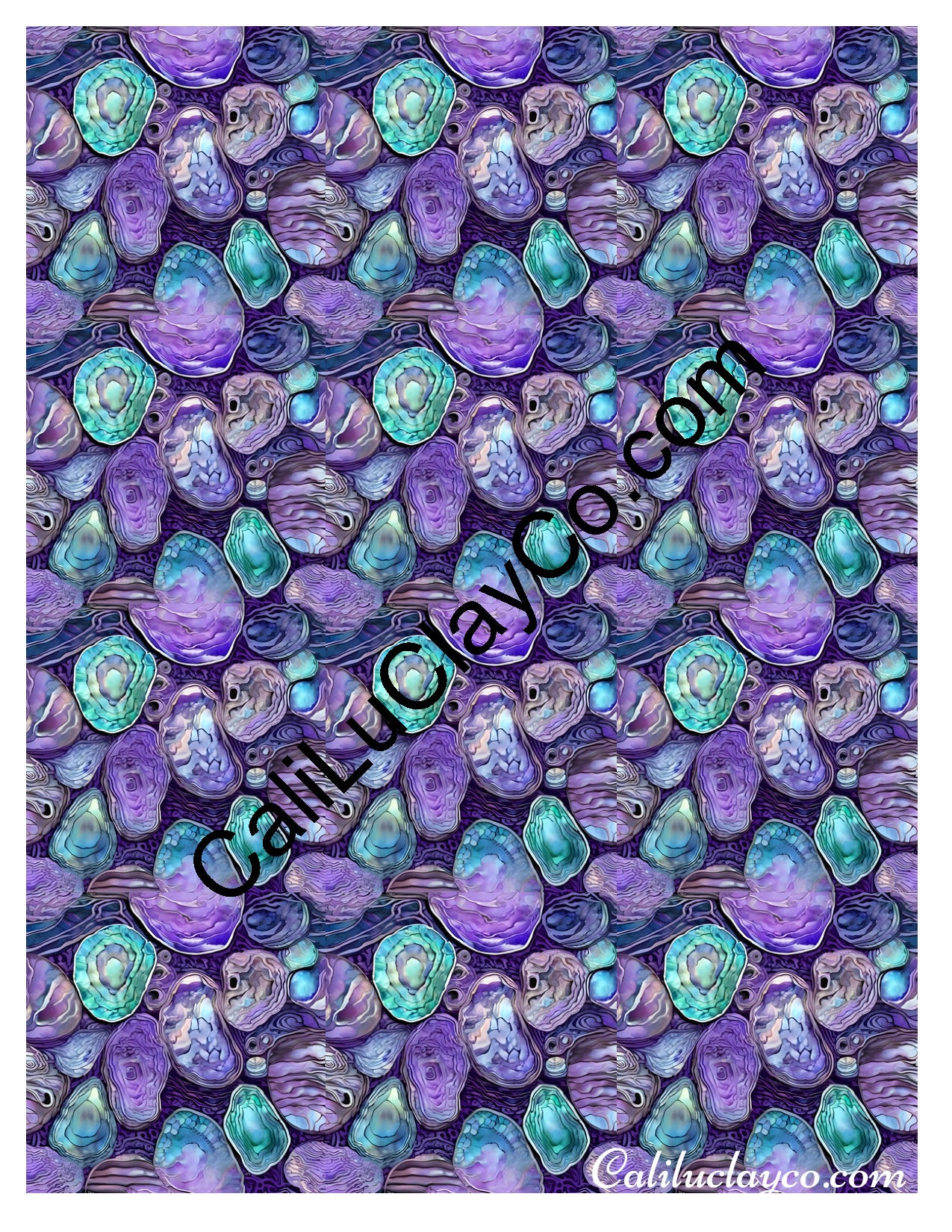 Purple & Teal Stones #46 MULTI Left & Right Polymer Clay Water-Soluble Transfer Sheet / Tattoo Paper