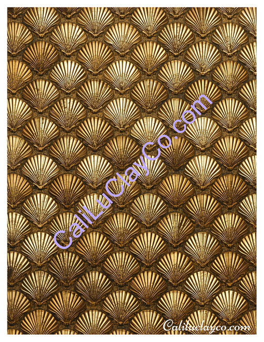 Gold Shell Pattern Polymer Clay Water-Soluble Transfer Sheet / Tattoo Paper