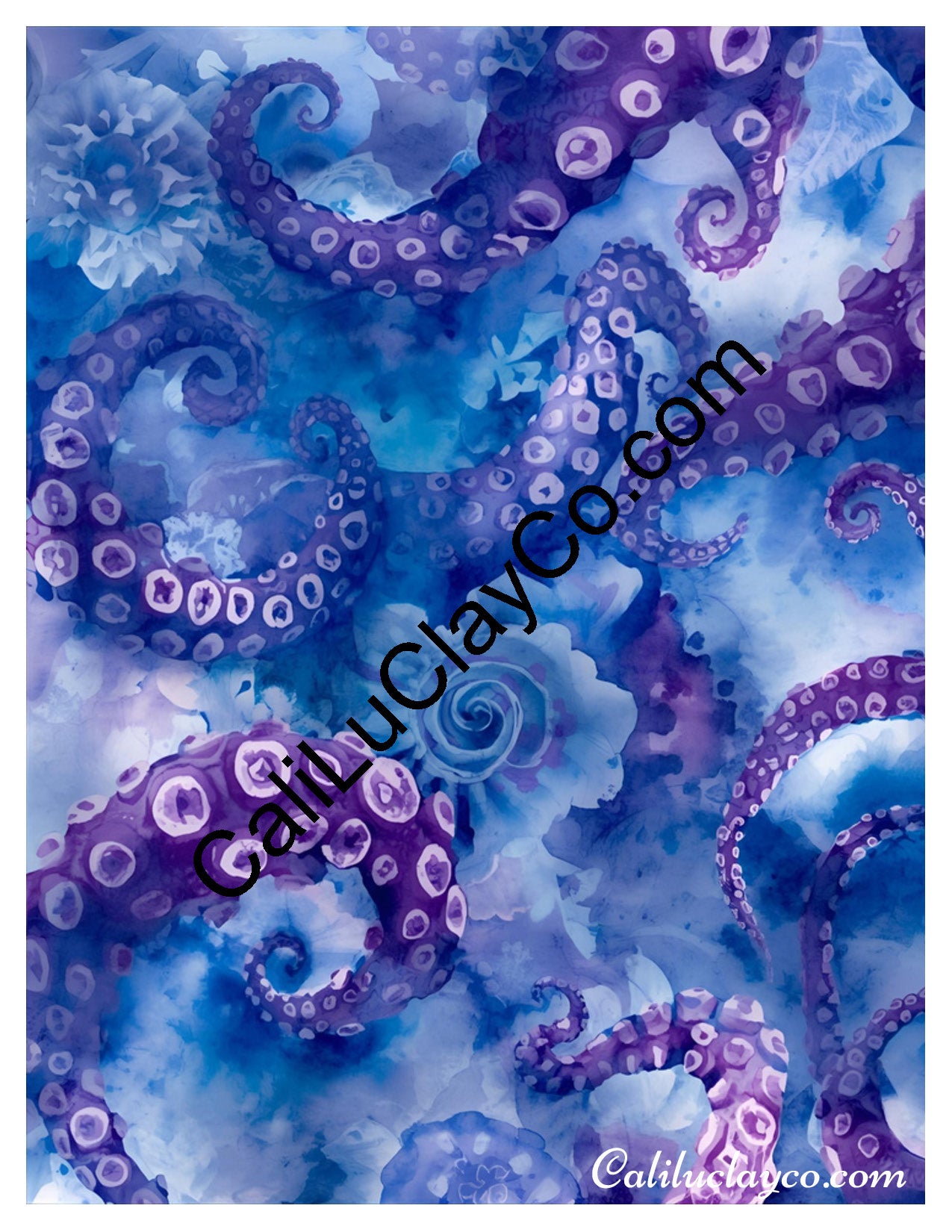 Purple Tentacles Pattern Polymer Clay Water-Soluble Transfer Sheet / Tattoo Paper