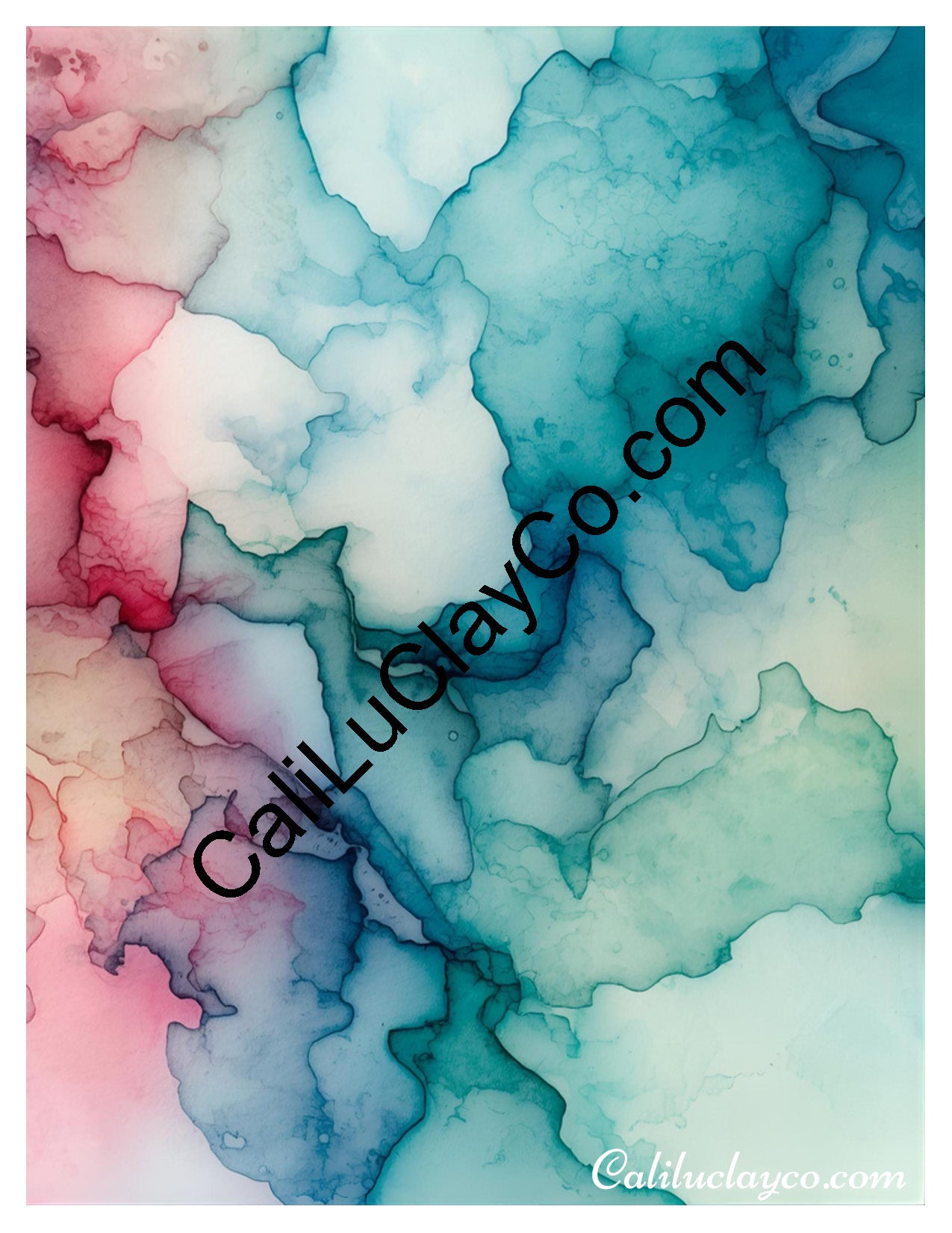 Watercolor Marbling Left & Right Polymer Clay Water-Soluble Transfer Sheet / Tattoo Paper
