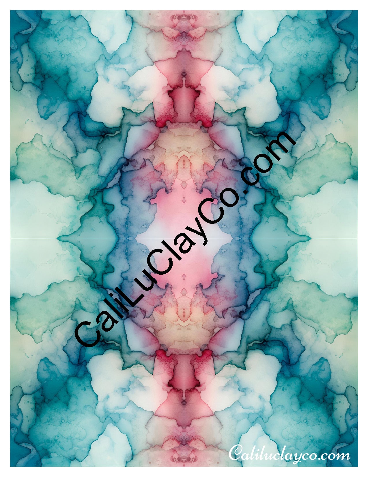 Watercolor Marbling Mirrored 4x Polymer Clay Water-Soluble Transfer Sheet / Tattoo Paper