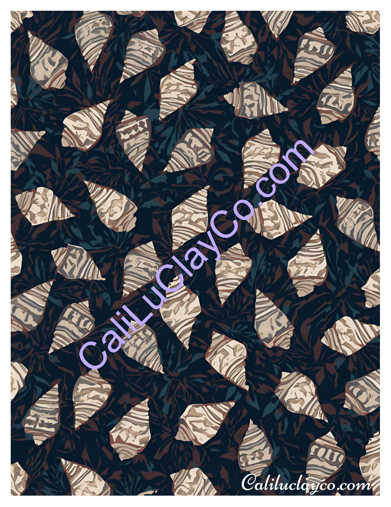 Tan & Taupe Shell Pattern Polymer Clay Water-Soluble Transfer Sheet / Tattoo Paper