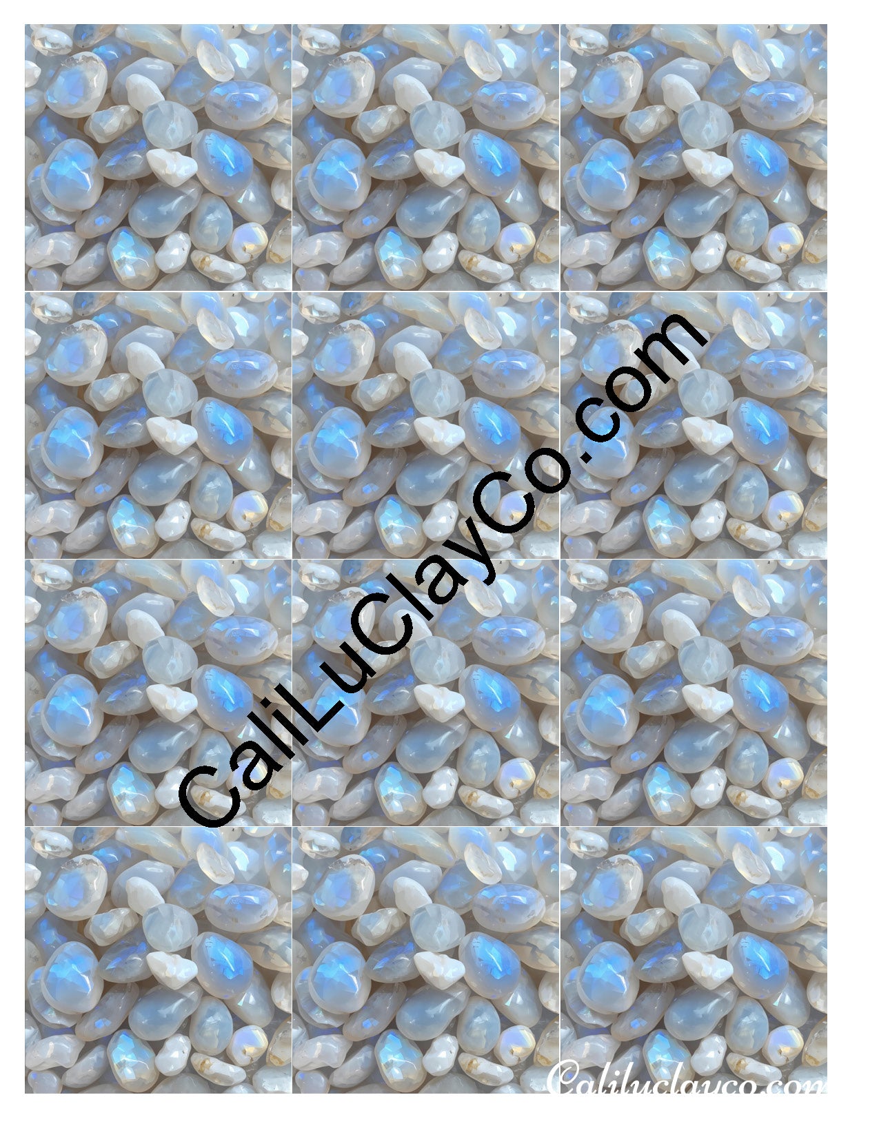 Moonstones #4 MULTI Left & Right Polymer Clay Water-Soluble Transfer Sheet / Tattoo Paper