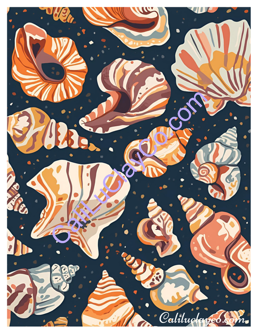 70's Hippie Shell Pattern Polymer Clay Water-Soluble Transfer Sheet / Tattoo Paper