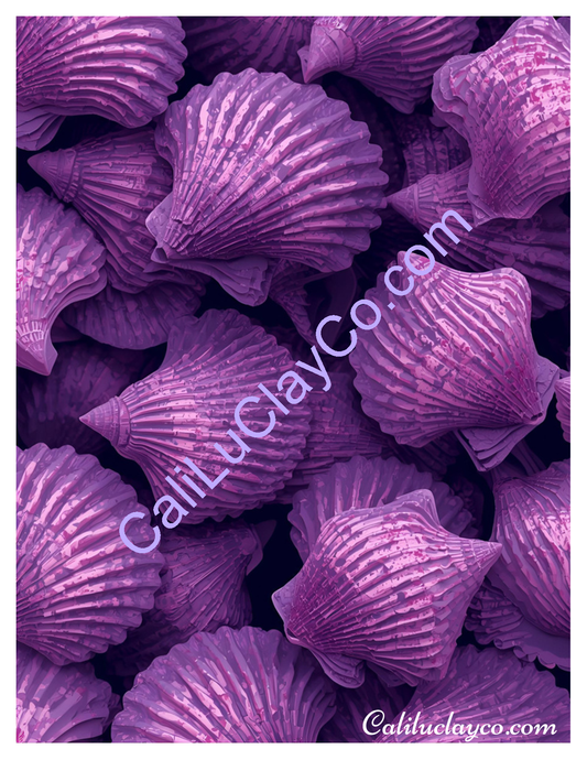Purple Shell Pattern Polymer Clay Water-Soluble Transfer Sheet / Tattoo Paper