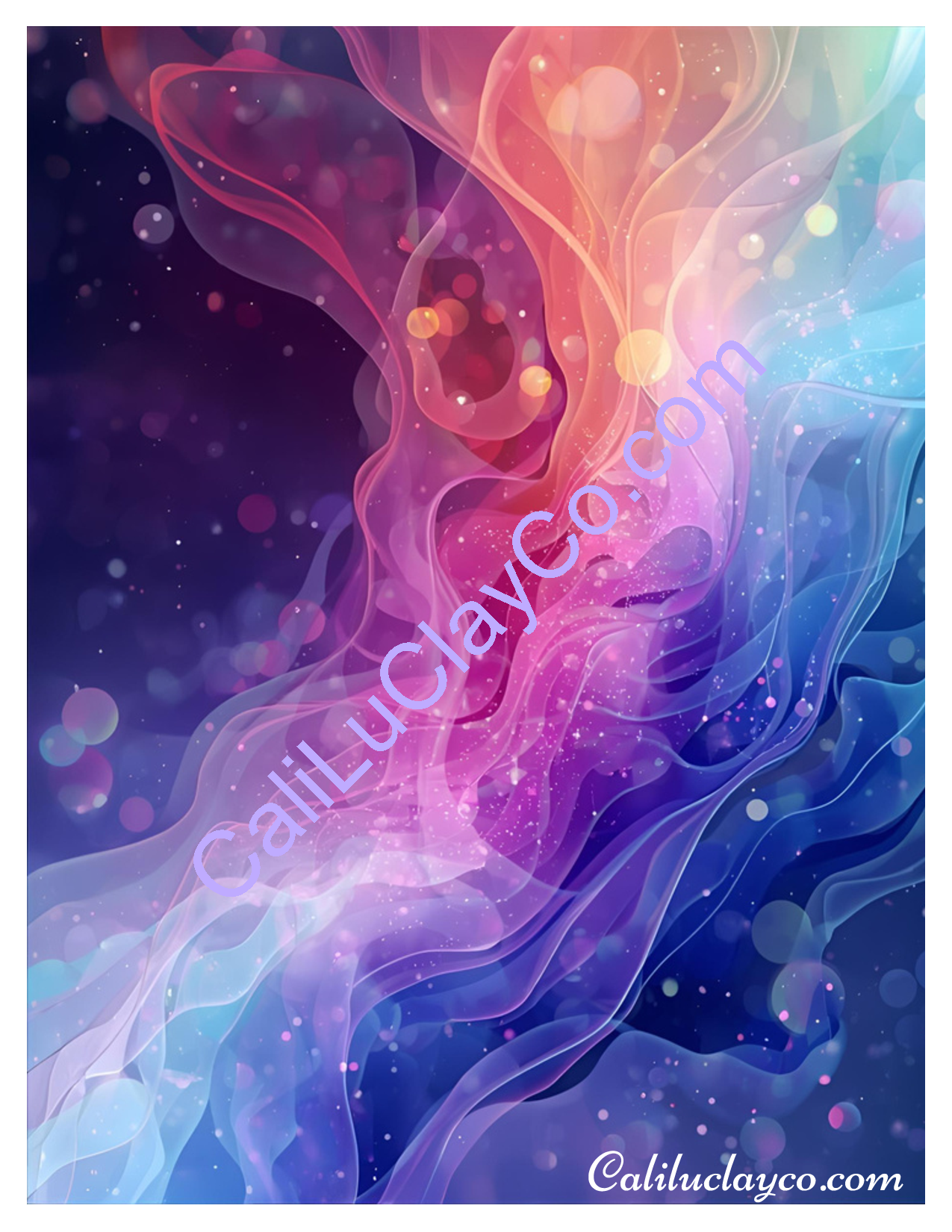Rainbow Marbling Left & Right & Mirrored 4X Polymer Clay Water-Soluble Transfer Sheet / Tattoo Paper