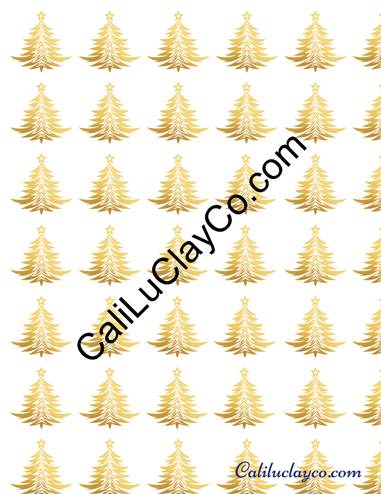 Gold Christmas Trees Polymer Clay Water-Soluble Transfer Sheet / Tattoo Paper