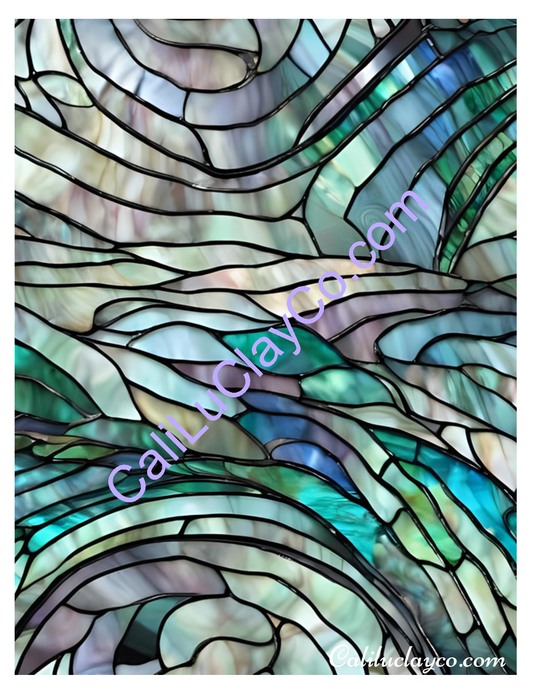 Abalone Stained Glass #1 Left & Right Polymer Clay Water-Soluble Transfer Sheet / Tattoo Paper