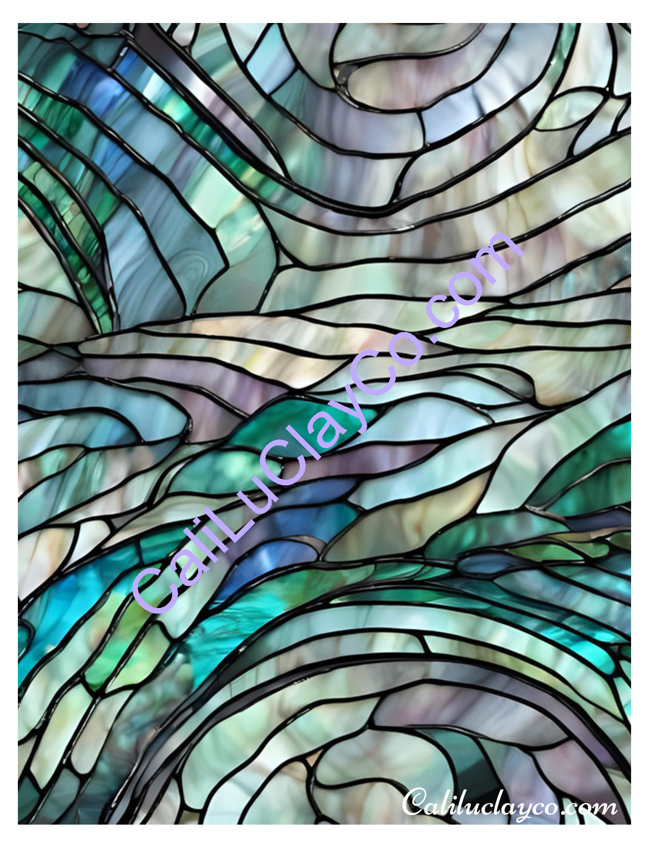 Abalone Stained Glass #1 Left & Right Polymer Clay Water-Soluble Transfer Sheet / Tattoo Paper