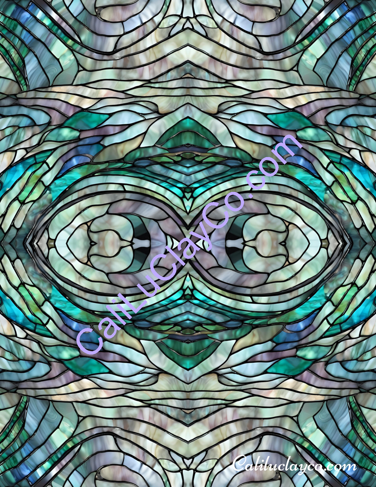 Abalone Stained Glass #1 Mirrored V. 1 & 2 Polymer Clay Water-Soluble Transfer Sheet / Tattoo Paper
