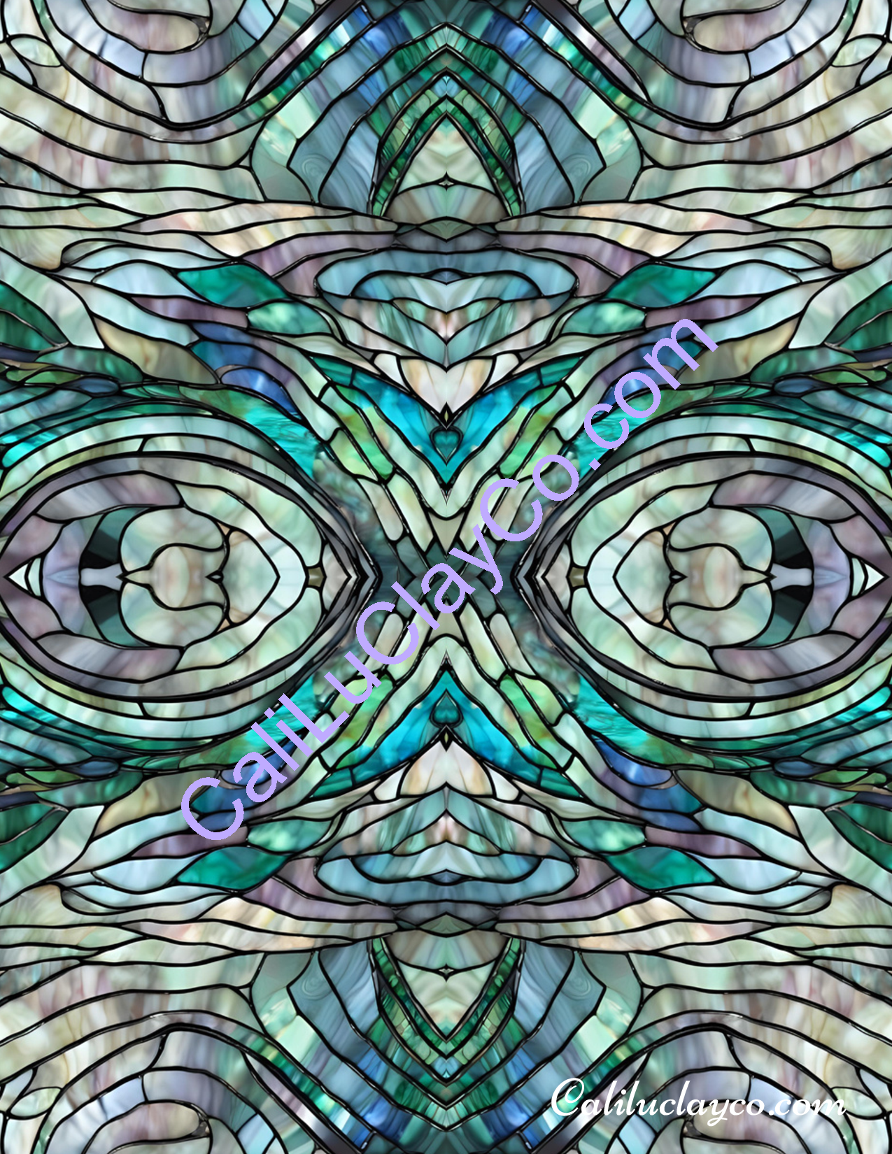 Abalone Stained Glass #1 Mirrored V. 1 & 2 Polymer Clay Water-Soluble Transfer Sheet / Tattoo Paper