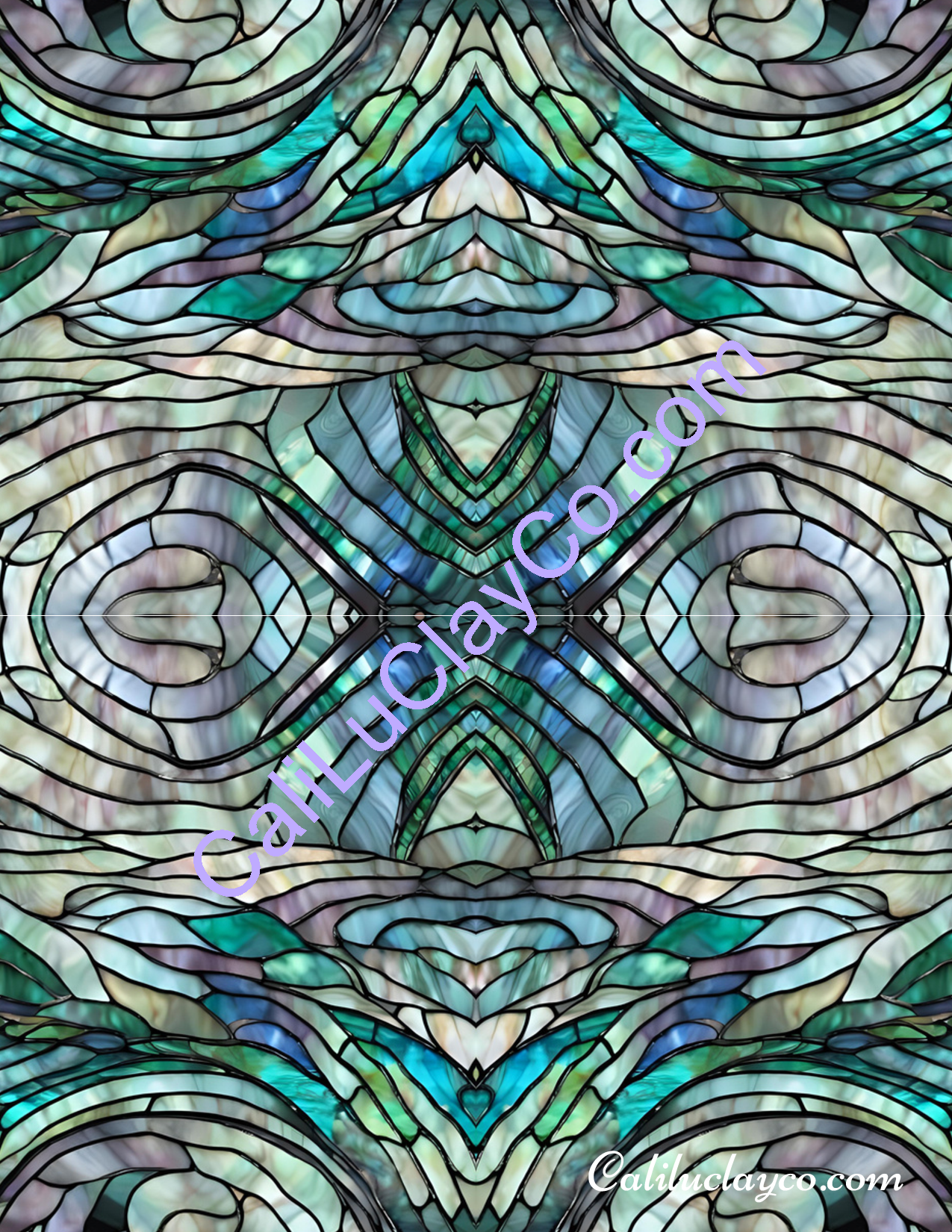 Abalone Stained Glass #1 Mirrored V. 3&4 Polymer Clay Water-Soluble Transfer Sheet / Tattoo Paper