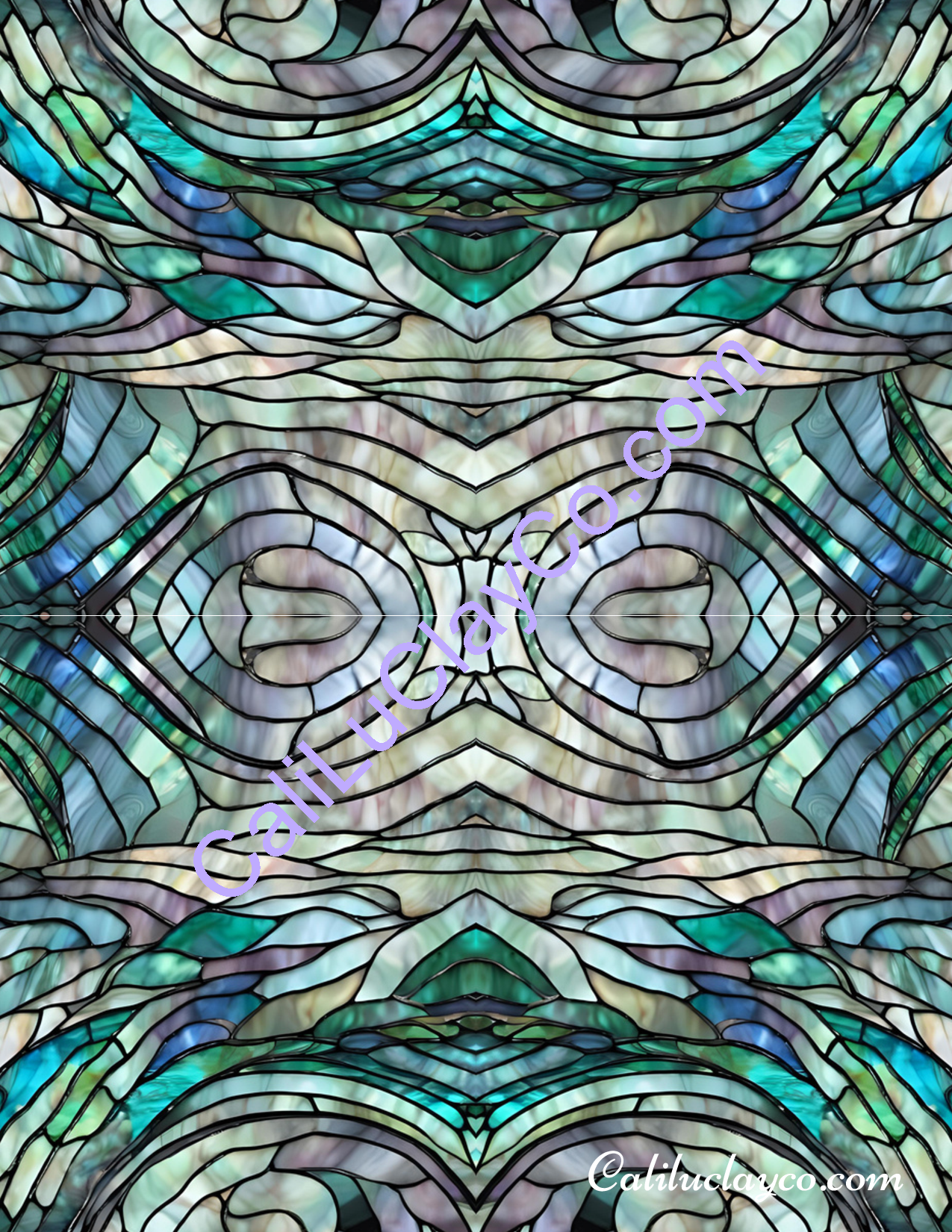 Abalone Stained Glass #1 Mirrored V. 3&4 Polymer Clay Water-Soluble Transfer Sheet / Tattoo Paper