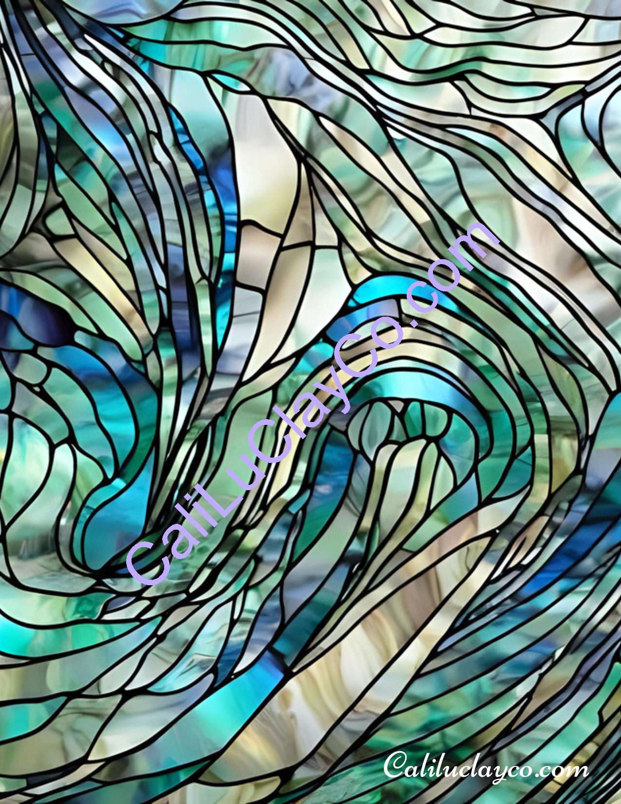 Abalone Stained Glass #2 Left, Right, Multi Polymer Clay Water-Soluble Transfer Sheet / Tattoo Paper