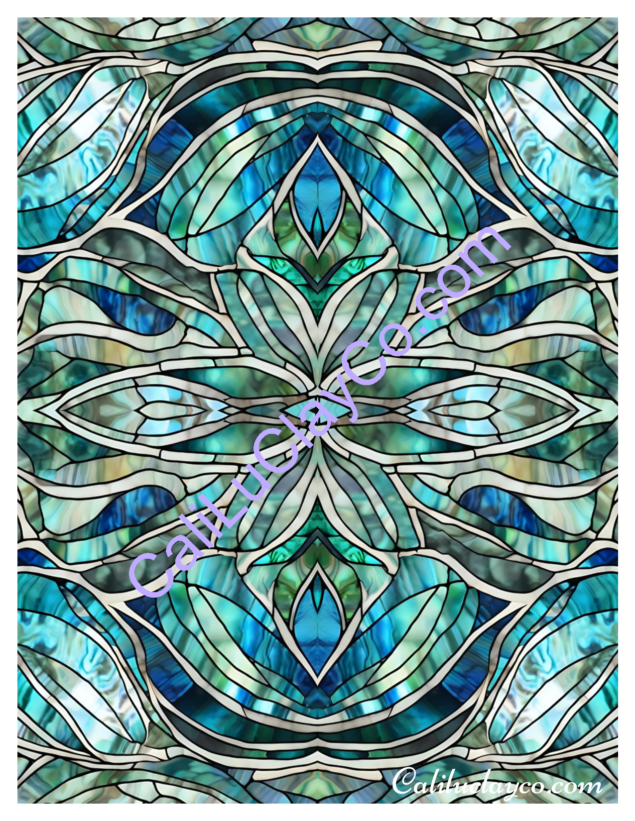 Abalone Stained Glass #3 Mirrored Polymer Clay Water-Soluble Transfer Sheet / Tattoo Paper