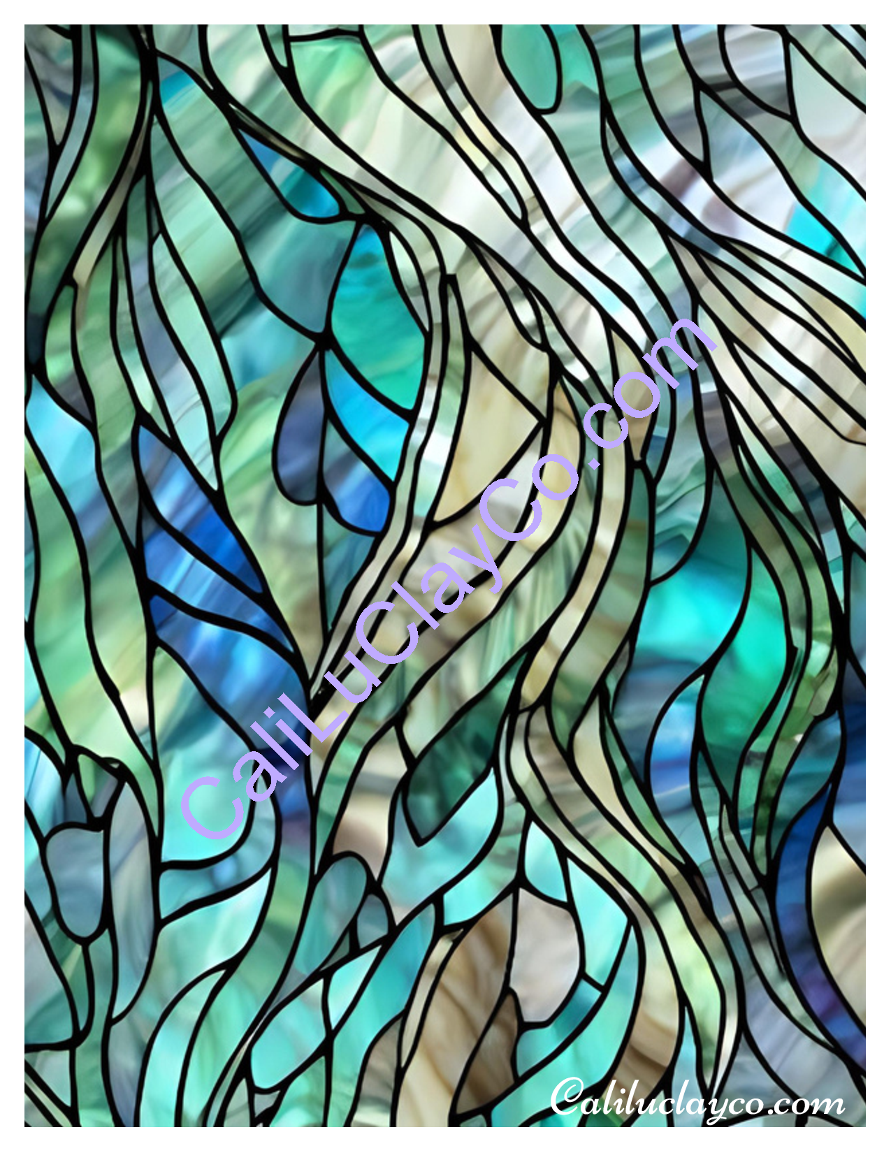 Teal Stained Glass #2 Left, Right & Multi Polymer Clay Water-Soluble Transfer Sheet / Tattoo Paper
