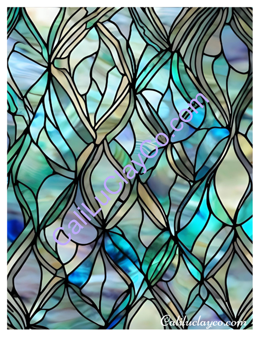 Multi Colored Stained Glass Left, Right & Multi Polymer Clay Water-Soluble Transfer Sheet / Tattoo Paper