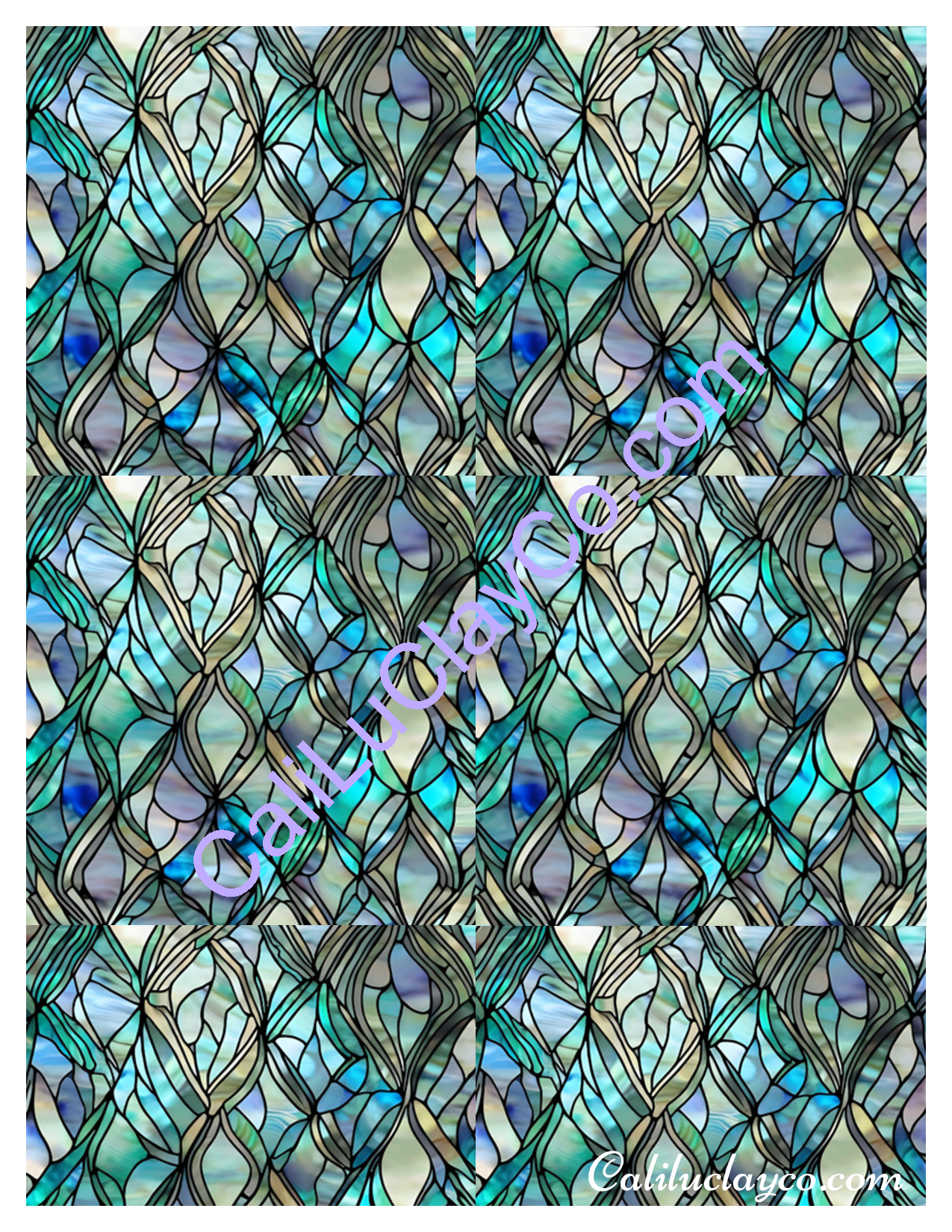 Multi Colored Stained Glass Left, Right & Multi Polymer Clay Water-Soluble Transfer Sheet / Tattoo Paper