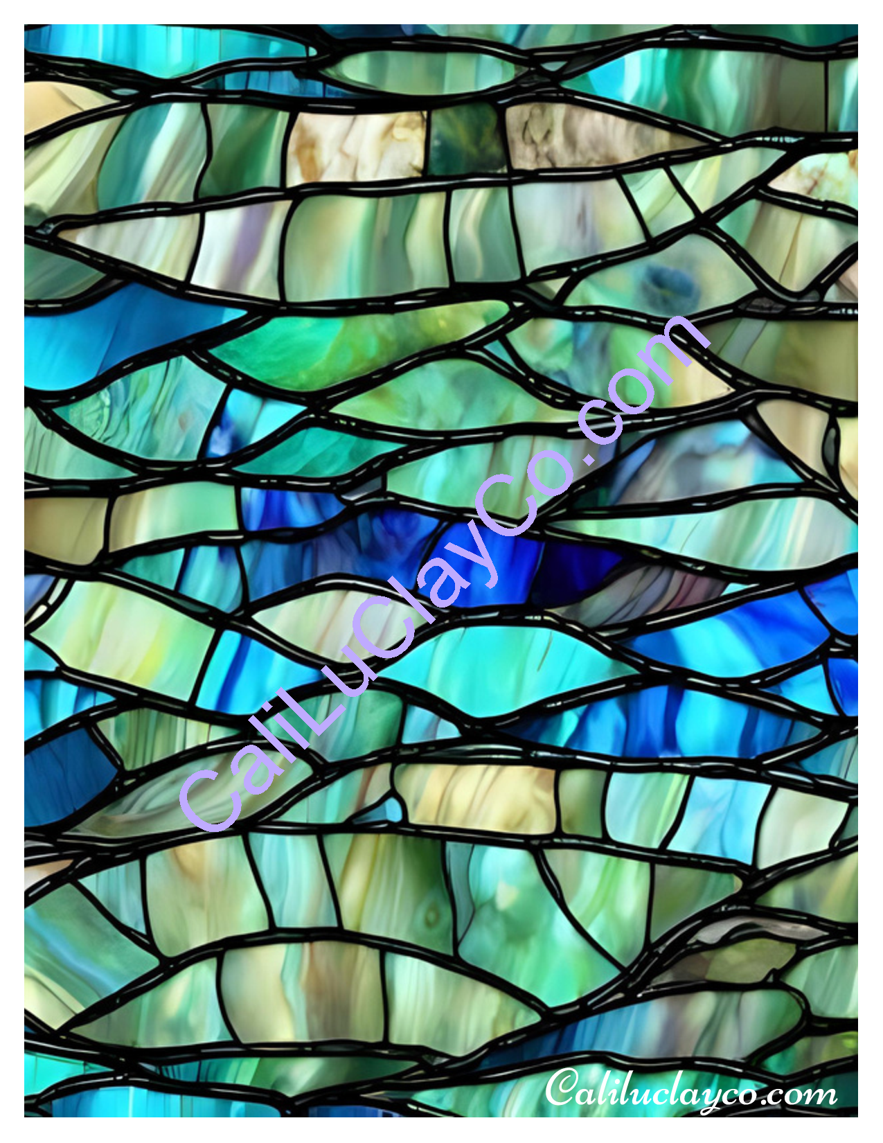 Abalone Stained Glass #4 Left & Right Polymer Clay Water-Soluble Transfer Sheet / Tattoo Paper