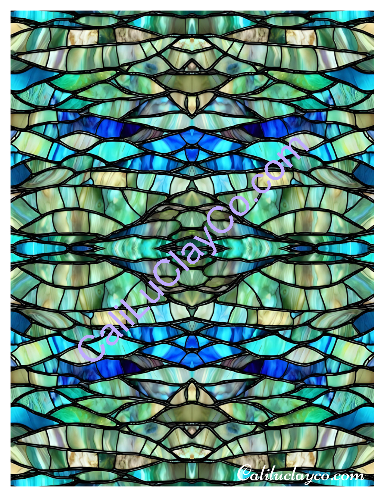 Abalone Stained Glass #4 Mirrored Polymer Clay Water-Soluble Transfer Sheet / Tattoo Paper