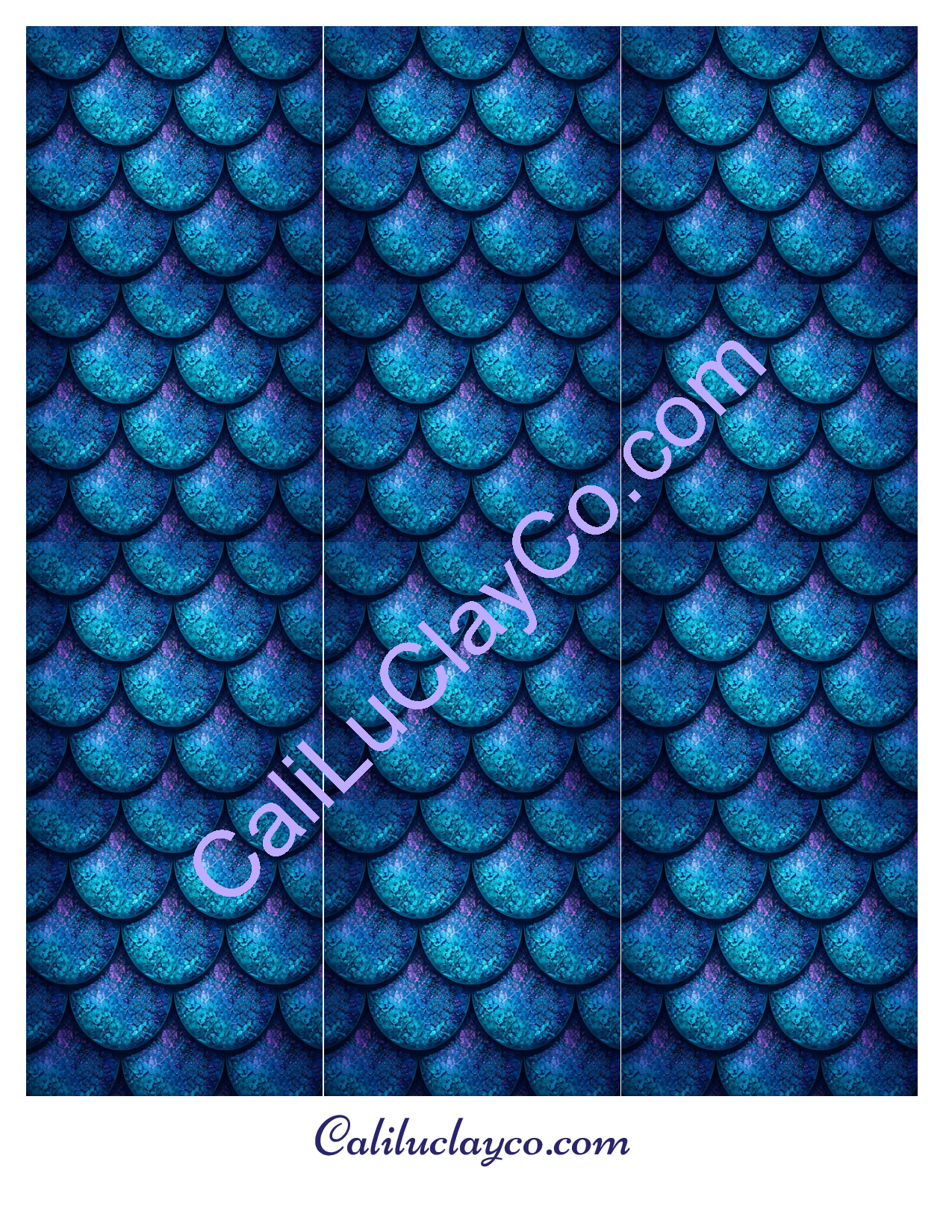 Teal & Purple Specks Mermaid Scales Large & Multi x12 Polymer Clay Water-Soluble Transfer Sheet / Tattoo Paper