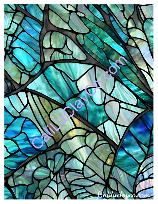 Abalone Stained Glass #6 Left & Right Polymer Clay Water-Soluble Transfer Sheet / Tattoo Paper