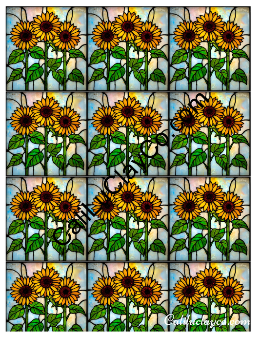 Sunflower Stained Glass #8 MULTI Polymer Clay Water-Soluble Transfer Sheet / Tattoo Paper