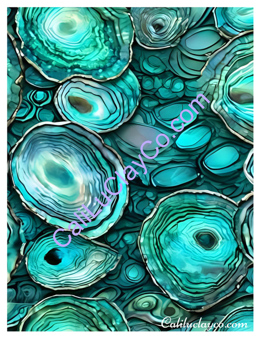 Abalone #1 Left & Right Polymer Clay Water-Soluble Transfer Sheet / Tattoo Paper