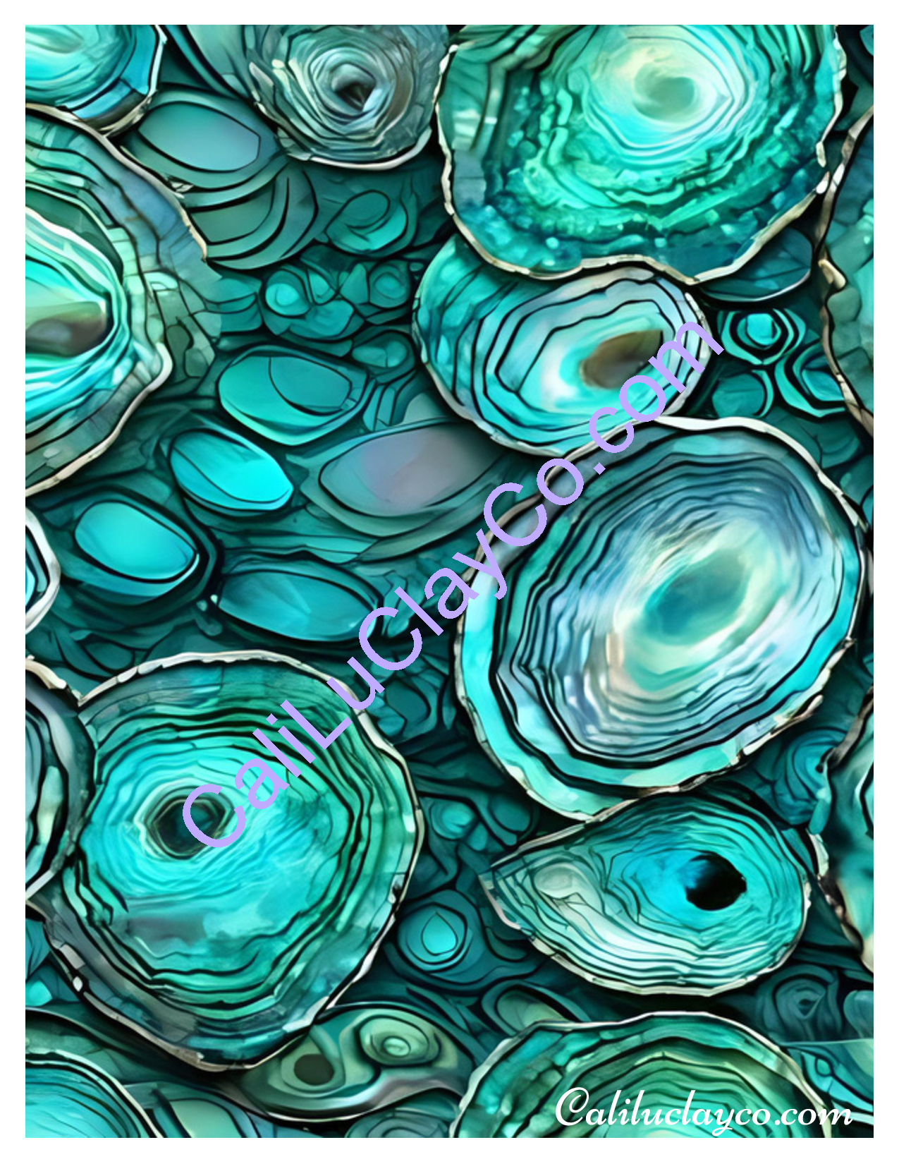 Abalone #1 Left & Right Polymer Clay Water-Soluble Transfer Sheet / Tattoo Paper