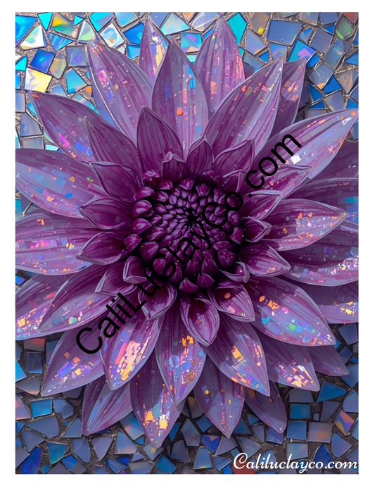 Floral Stained Glass #28 Polymer Clay Water-Soluble Transfer Sheet / Tattoo Paper