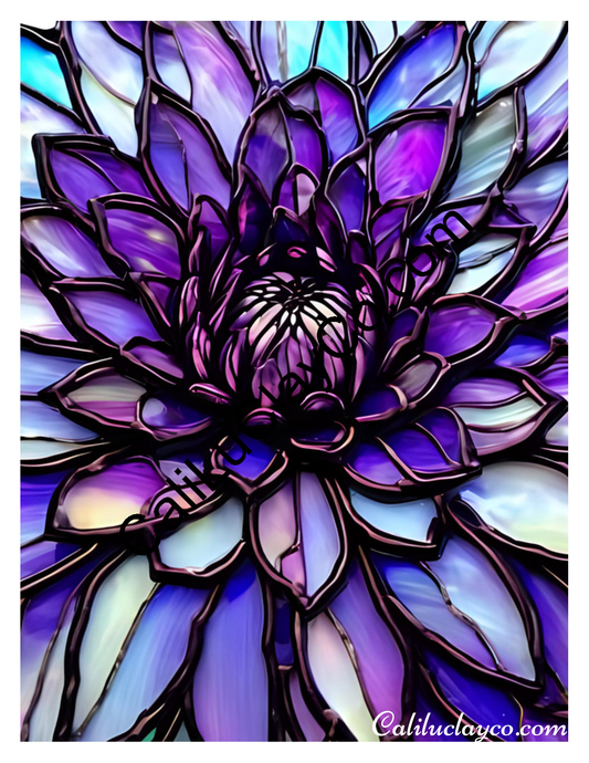 Floral Stained Glass #29 Left & Right Polymer Clay Water-Soluble Transfer Sheet / Tattoo Paper