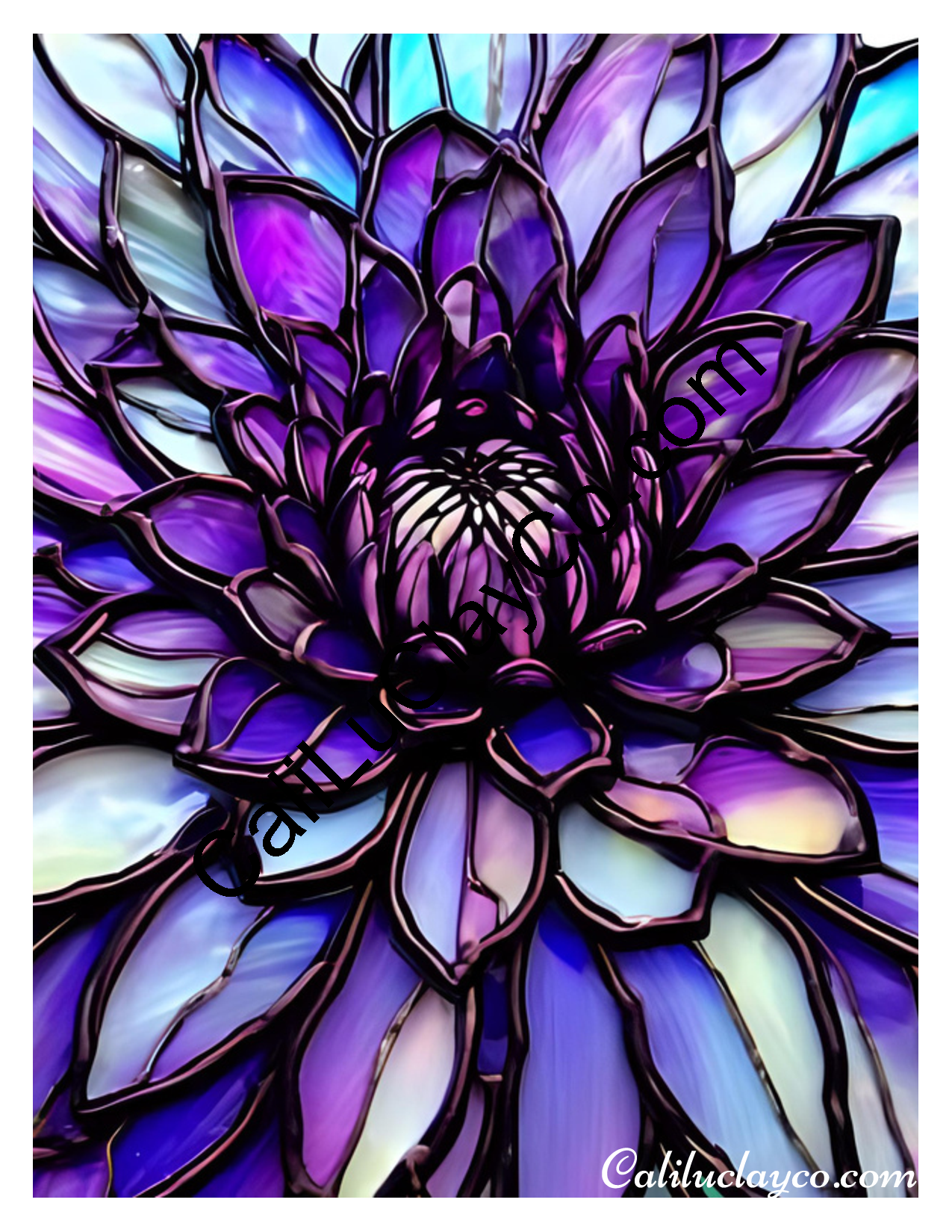 Floral Stained Glass #29 Left & Right Polymer Clay Water-Soluble Transfer Sheet / Tattoo Paper