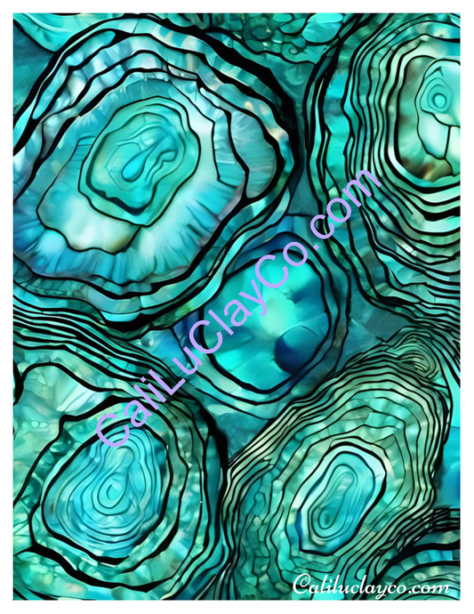 Abalone #2 Left & Right Polymer Clay Water-Soluble Transfer Sheet / Tattoo Paper