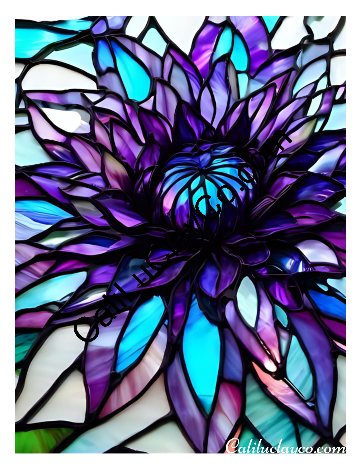 Floral Stained Glass #31 Left & Right Polymer Clay Water-Soluble Transfer Sheet / Tattoo Paper