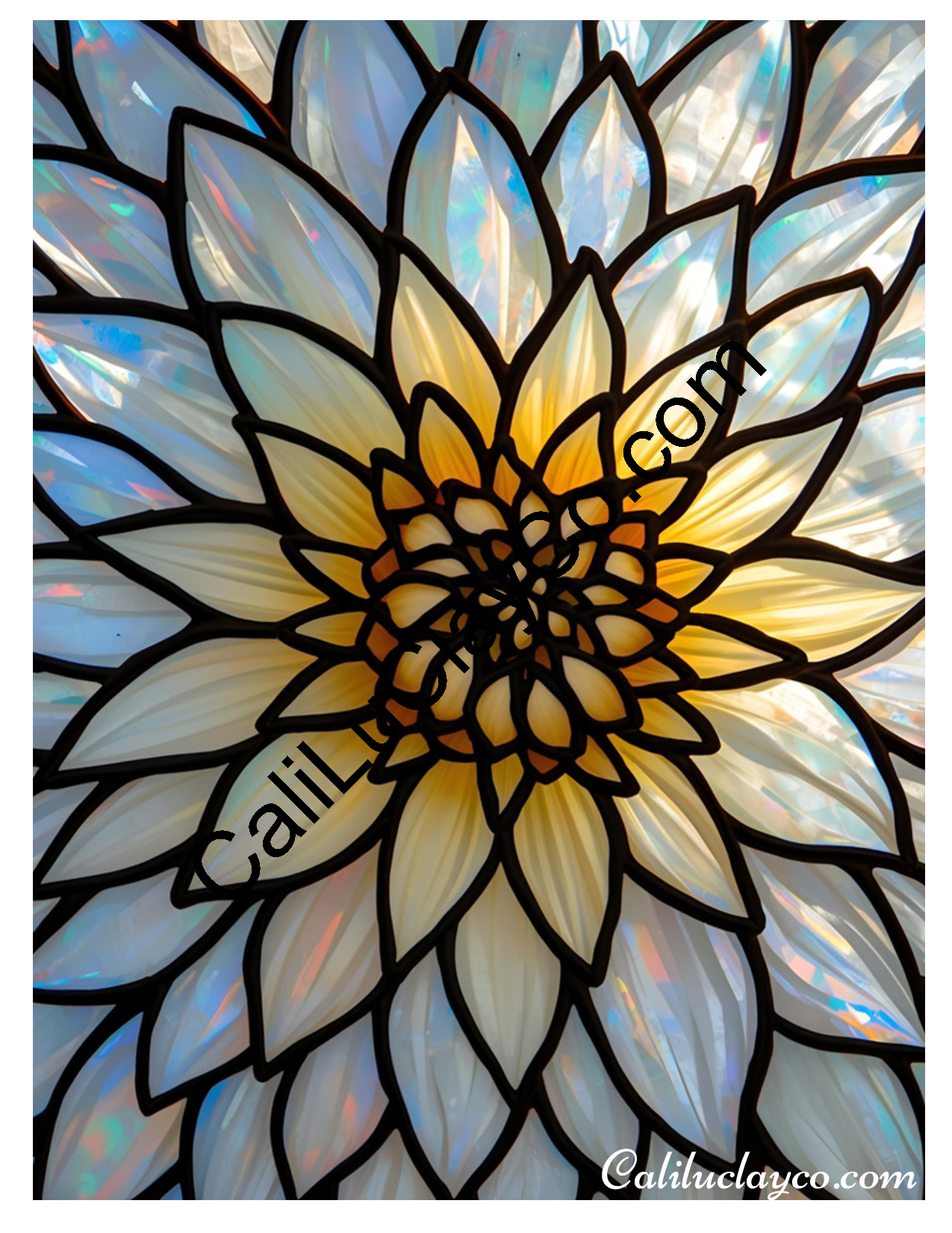 Floral Stained Glass #33 Left & Right Polymer Clay Water-Soluble Transfer Sheet / Tattoo Paper