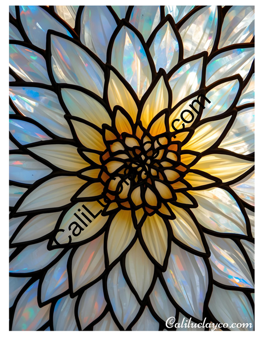 Floral Stained Glass #33 Left & Right Polymer Clay Water-Soluble Transfer Sheet / Tattoo Paper