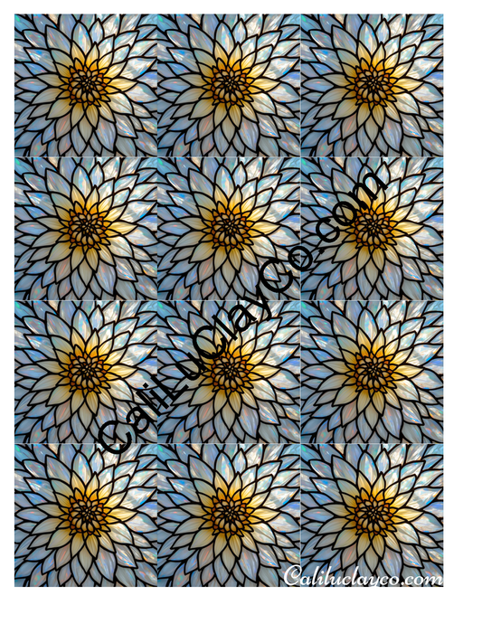 Floral Stained Glass #33 MULTI Left & Right Polymer Clay Water-Soluble Transfer Sheet / Tattoo Paper