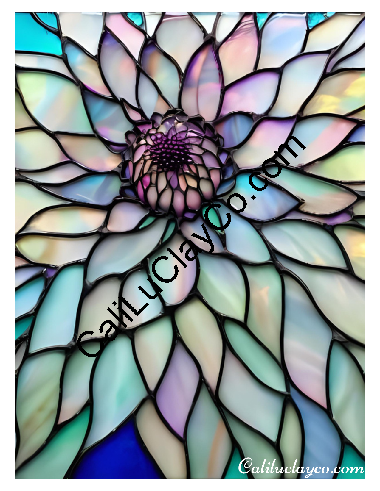 Floral Stained Glass #35 Left & Right Polymer Clay Water-Soluble Transfer Sheet / Tattoo Paper