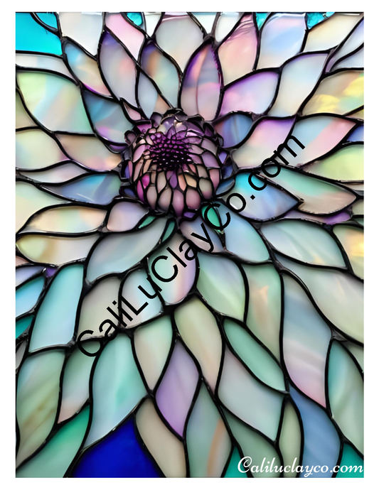 Floral Stained Glass #35 Left & Right Polymer Clay Water-Soluble Transfer Sheet / Tattoo Paper