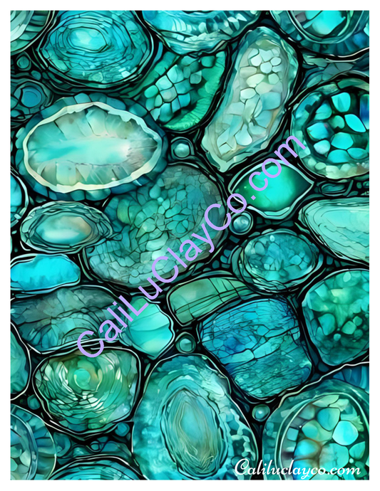 Abalone #3 Left & Right Polymer Clay Water-Soluble Transfer Sheet / Tattoo Paper